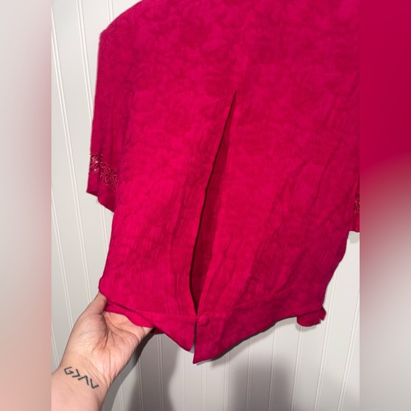 Vintage Karin Stevens Cottagecore Pink Button-Up Top| Size 12 - Picture 5 of 6